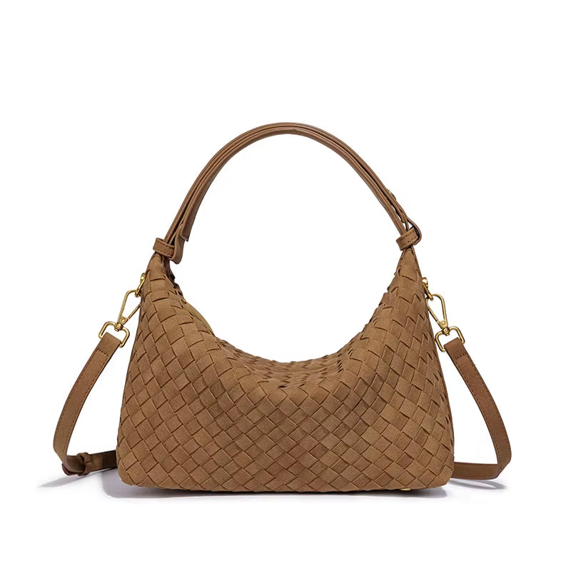 Women Retro Woven Shoulder Bag Handbag High-End One-Shoulder Underarm Bag Fashion Women Commuter Tote Bag Female Crossbody Bag