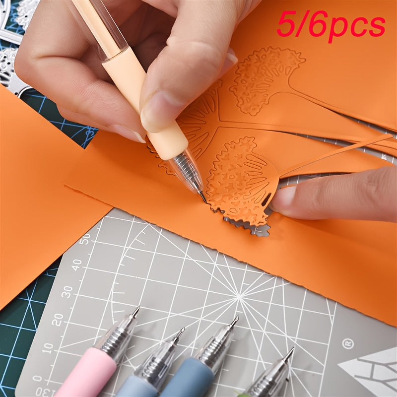 5pcs/set 6pcs/set Art Utility Knife Pen Knife Cut Stickers Scrapbooking Cutting Tool Express Box Knife School Supplies DIY Craft Supplies Beauty Fashion