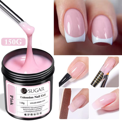 150G Quick Extension Gel Pink Jelly Milky White Camouflage Finger French Hard Gel UV LED Gel Nail Art Design Manicure