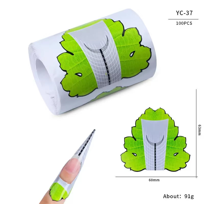 100Pcs Nails Art UV Gel Tips Extension Builder Form Acrylic French Printed Nail Tip Extension Stencil Stickers for Manicure Tool
