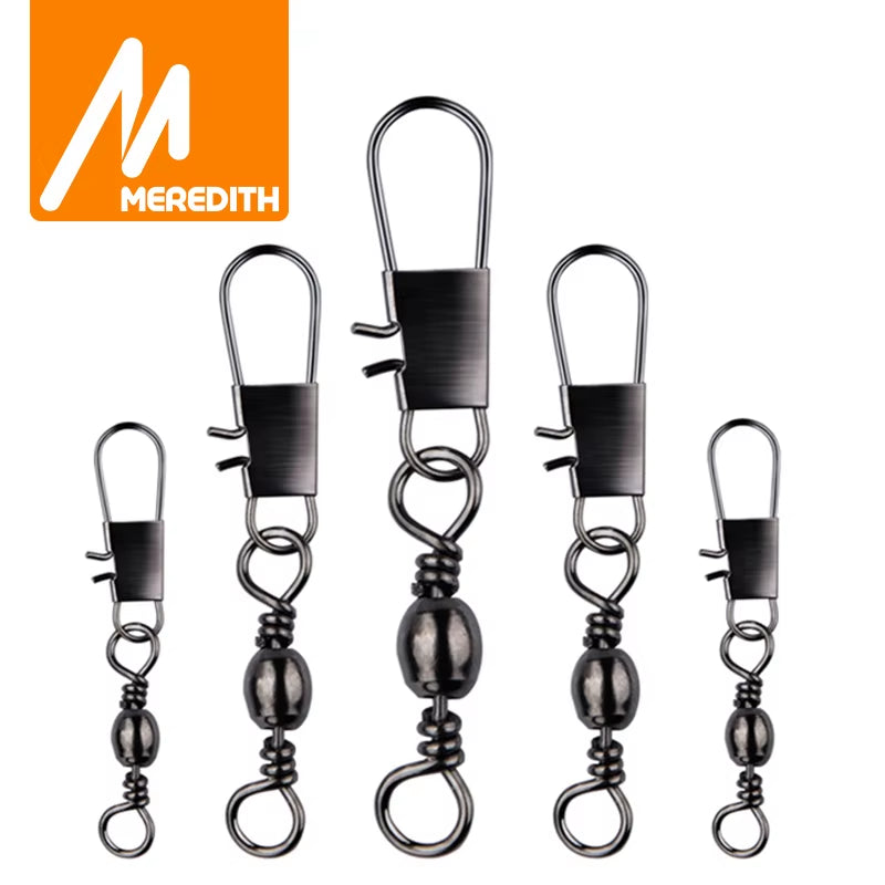 50Pcs/Lot Fishing Connector Pin Bearing Rolling Swivel Stainless Steel with Snap Fishhook Lure Tackle Accessorie