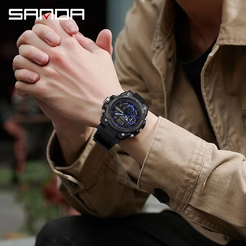 Men'S Digital Fashion Waterproof Outdoor Sports Multifunctional Electronic Watch SD3302-12