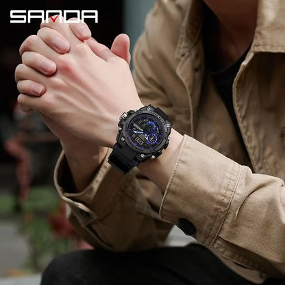 Men'S Digital Fashion Waterproof Outdoor Sports Multifunctional Electronic Watch SD3302-12