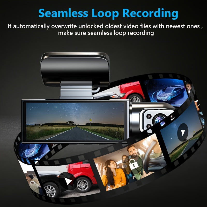 ZKCAMSPY Dual Front and Inside Car Dash Camera with, G-Sensor, Loop Recording, Night Vision, Motion Detection, Parking Monitoring - Dashboard and Cabin Viewing, Compatible with PC, Hardwiring Powered - for Taxi, Truck, SUV, S Beauty Fashion