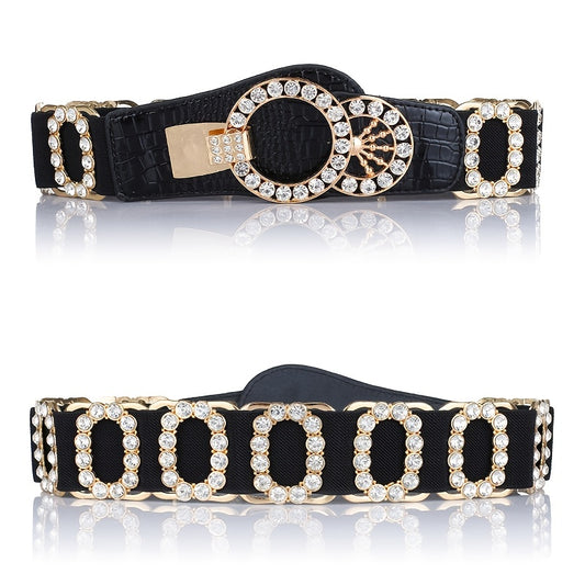 Women's Waist Belt Stretch Belt Women's Loose Elastic Belt Rhinestone Belt For Women Beauty Fashion