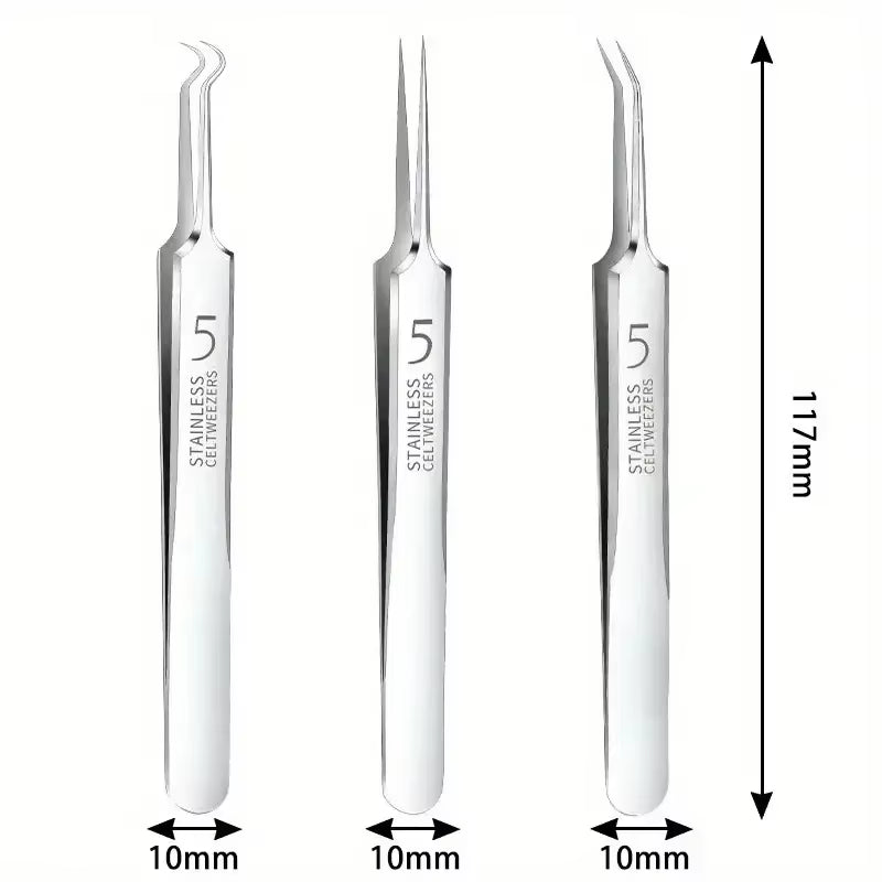 3/4/6Pcs Cell Pimples Blackhead Stainless Steel Clip Tweezers, Beauty Salon Special Scraping Closing Artifact, Acne Needle Tool