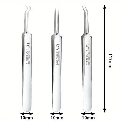 3/4/6Pcs Cell Pimples Blackhead Stainless Steel Clip Tweezers, Beauty Salon Special Scraping Closing Artifact, Acne Needle Tool