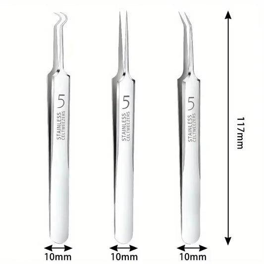 3/4/6Pcs Cell Pimples Blackhead Stainless Steel Clip Tweezers, Beauty Salon Special Scraping Closing Artifact, Acne Needle Tool