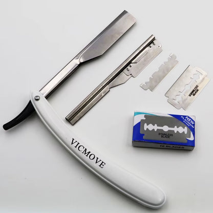 1Set Men Straight Barber Edge Razors Folding Shaving Knife Hair Removal Tools with 10Pcs Blades