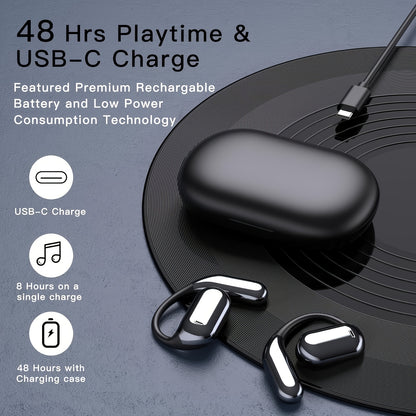 [50 Hours Wireless Sport Headphones] Wireless Headphones with Open Ear Design, Sport Earbuds Featuring Touch Volume Control, Built-In Microphone, And Ear Hooks. They Offer 50 Hours of Playtime And Come with an LED Display Cha