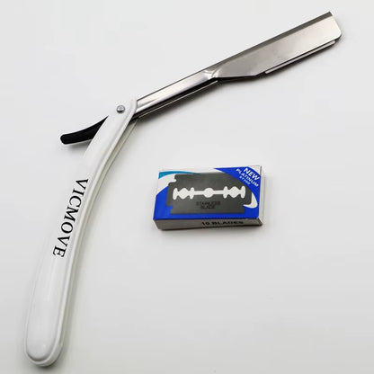 1Set Men Straight Barber Edge Razors Folding Shaving Knife Hair Removal Tools with 10Pcs Blades