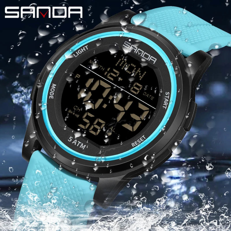 Outdoor Sport LED Luminous Electronic Youth Watch Fashion Casual Multi Functional Waterproof Electronic Digital Men Watch