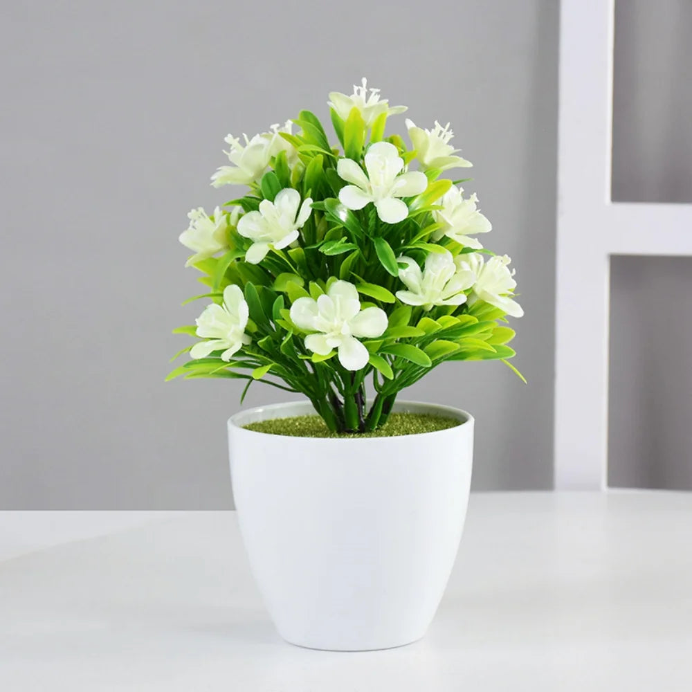 1Pc Artificial Potted Plant Small Bonsai Flowers Pot Simulated Tree Ornaments Wedding Home Hotel Office Decoration Indooroutdoor