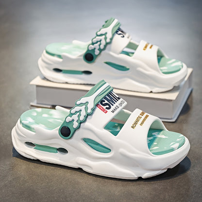 Unisex EVA Sport Sandals & Slides - Quick-Dry Non-Slip Casual Graphic Letter Print Round Toe - Lightweight Breathable Couple's Beach & Casual Footwear for Spring/Summer, Beach Shoes, Versatile Footwear, Trendy Slides, Comfort