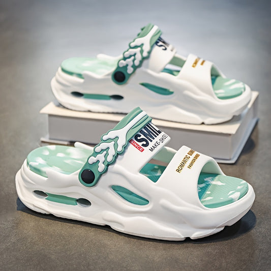 Unisex EVA Sport Sandals & Slides - Quick-Dry Non-Slip Casual Graphic Letter Print Round Toe - Lightweight Breathable Couple's Beach & Casual Footwear for Spring/Summer, Beach Shoes, Versatile Footwear, Trendy Slides, Comfort