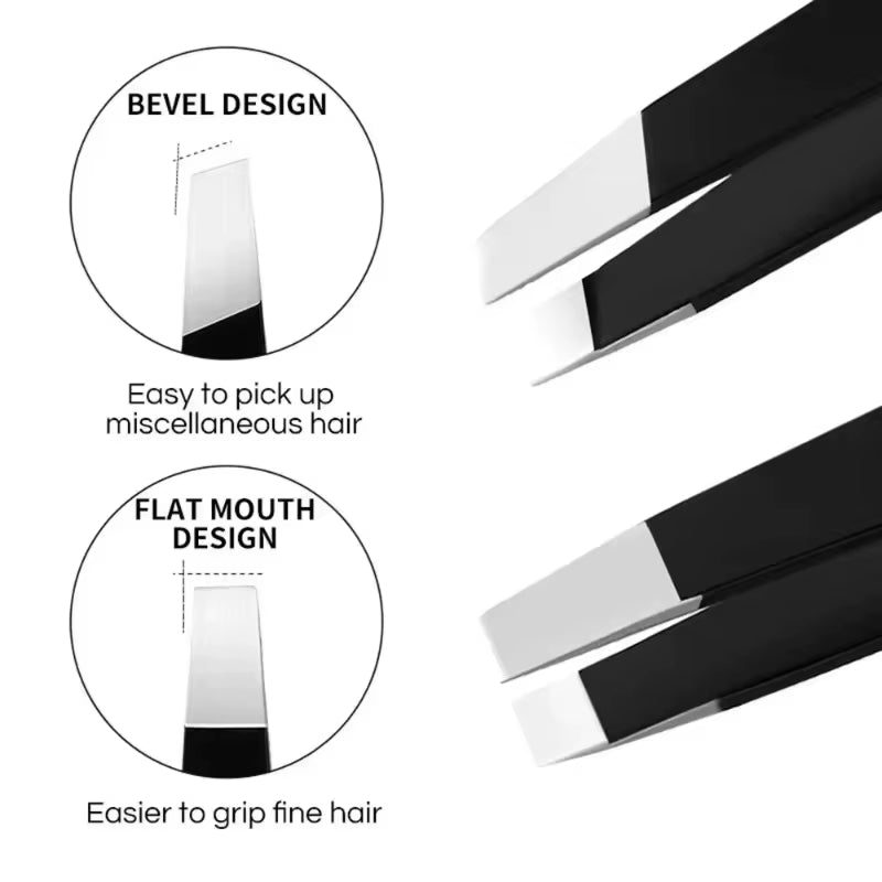 Stainless Steel Eyebrow Tweezers - Precision Hair Removal and Shaping Tool for Women and Men - Durable and Comfortable Grip