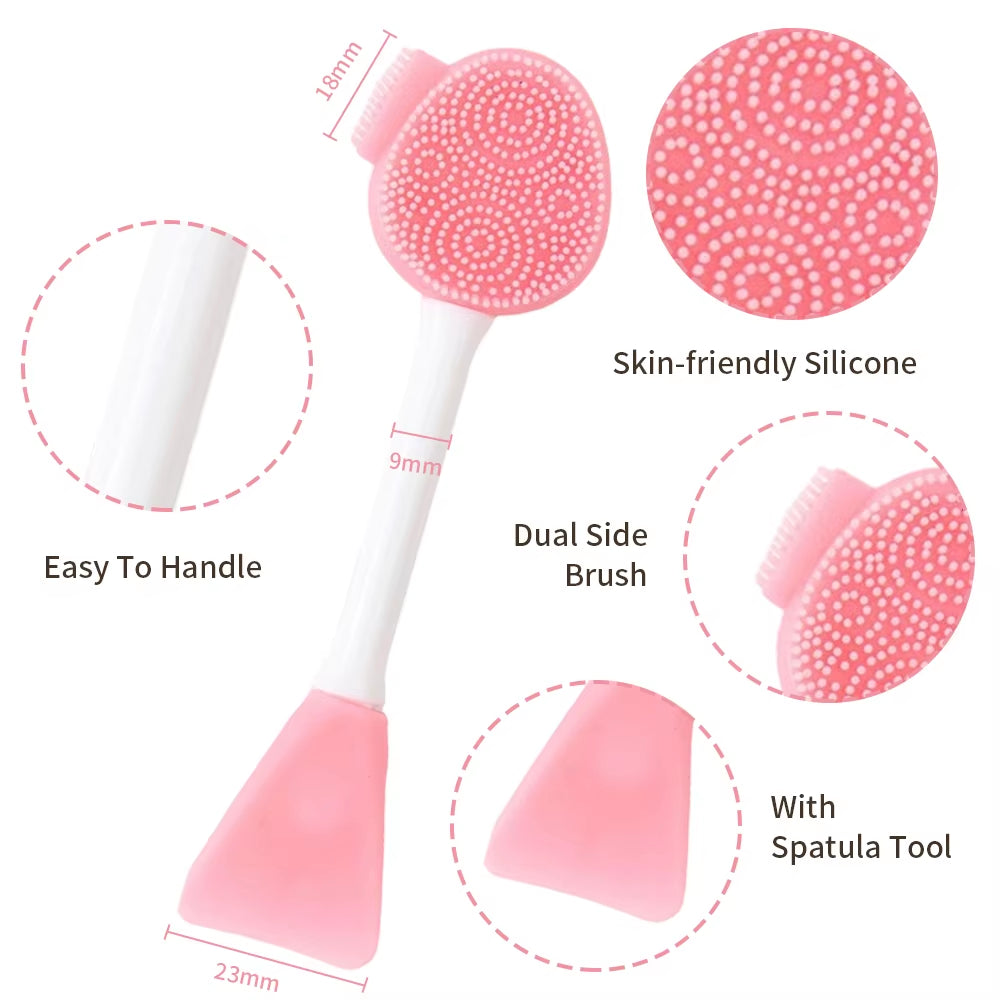 Facial Cleaning Silicone Brush Facial Mask Applicator Skincare Accessories Silicone Body Scrubbers 2In1 Spa Facial Wash Brushes