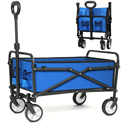 200LBS/230LBS Weight Wagon Cart Foldable, Collapsible Folding Wagon With All-Terrain Wheels & Adjustable Handle, Portable Heavy Duty 200LBS Weight Capacity For Grocery Shopping, Sport, Camping, Garden, Outdoor Use Beauty World Shop