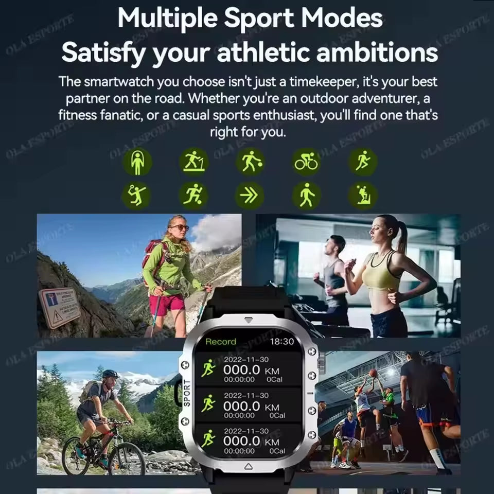 2025 New Smartwatch Men for Women Militray Outdoor GPS Track Sport Watches Heart Rate Sleep Waterproof Smart Watch IOS Android