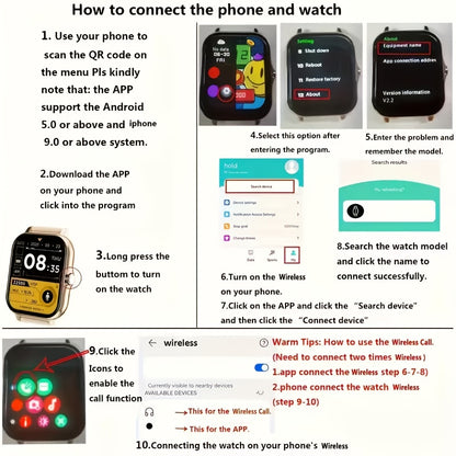 1.83-inch Full Touch Screen Smart Watch for Men And Women, USB Rechargeable, with Wireless Call And Message Reminder, Dual TPU Strap, Multi-sport Mode Outdoor Fitness Watch, Sports Recording Pedometer, Email Display, Activity
