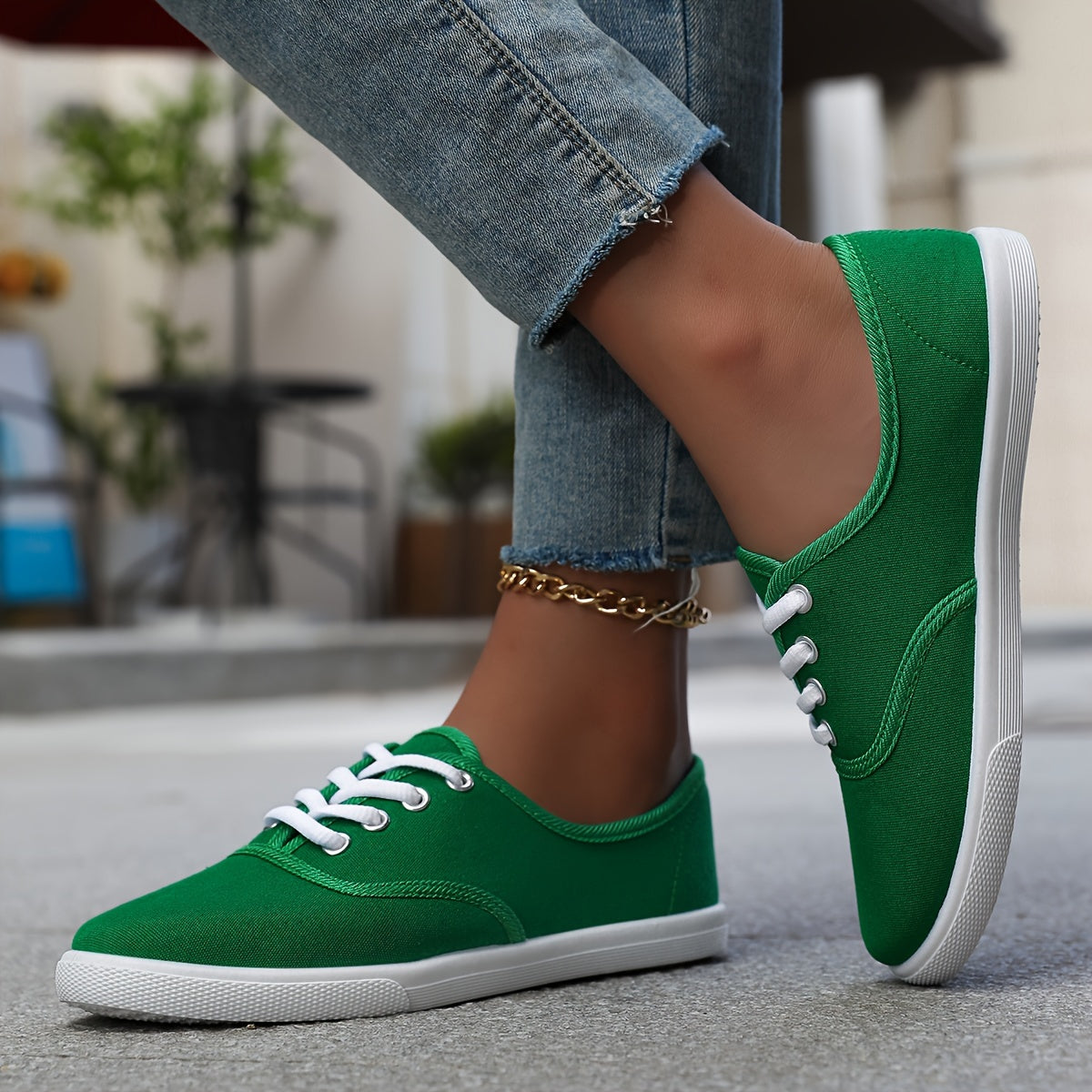 Women's Casual Canvas Sneakers, Low-Top Lace-up Walking Shoes, Lightweight & Comfort Sport Shoes Beauty World Shop