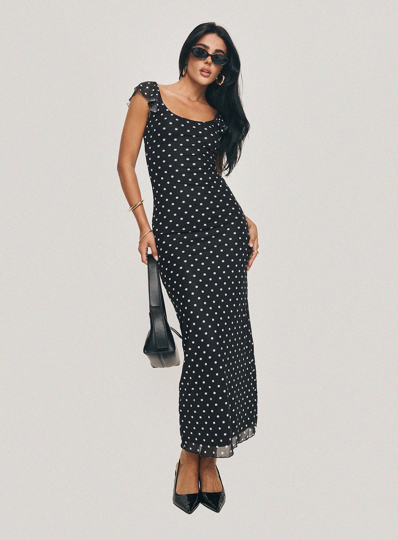 Sandberg Maxi Dress Black Polka Dot Princess Polly