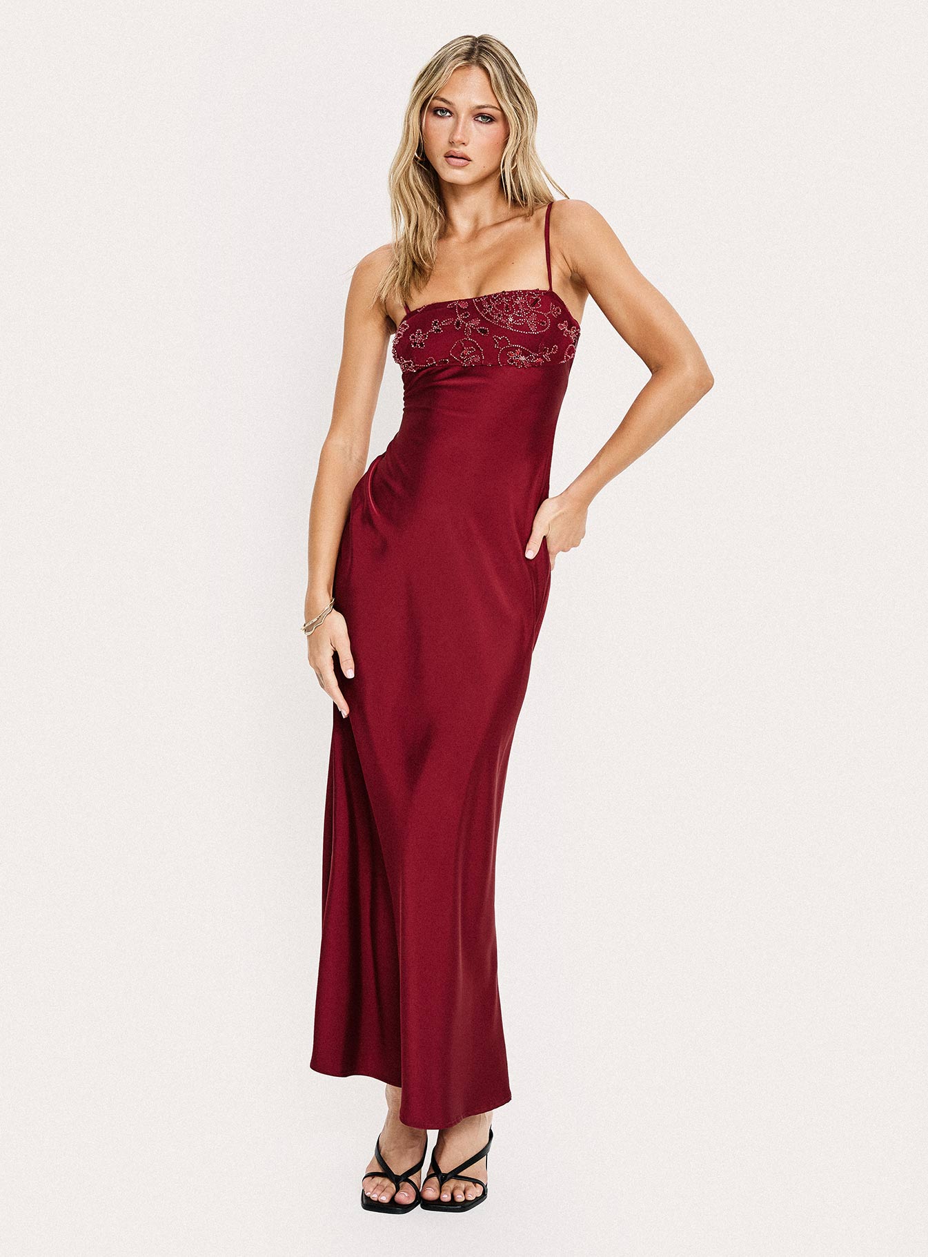 Engracia Sequin Maxi Dress Burgundy Princess Polly