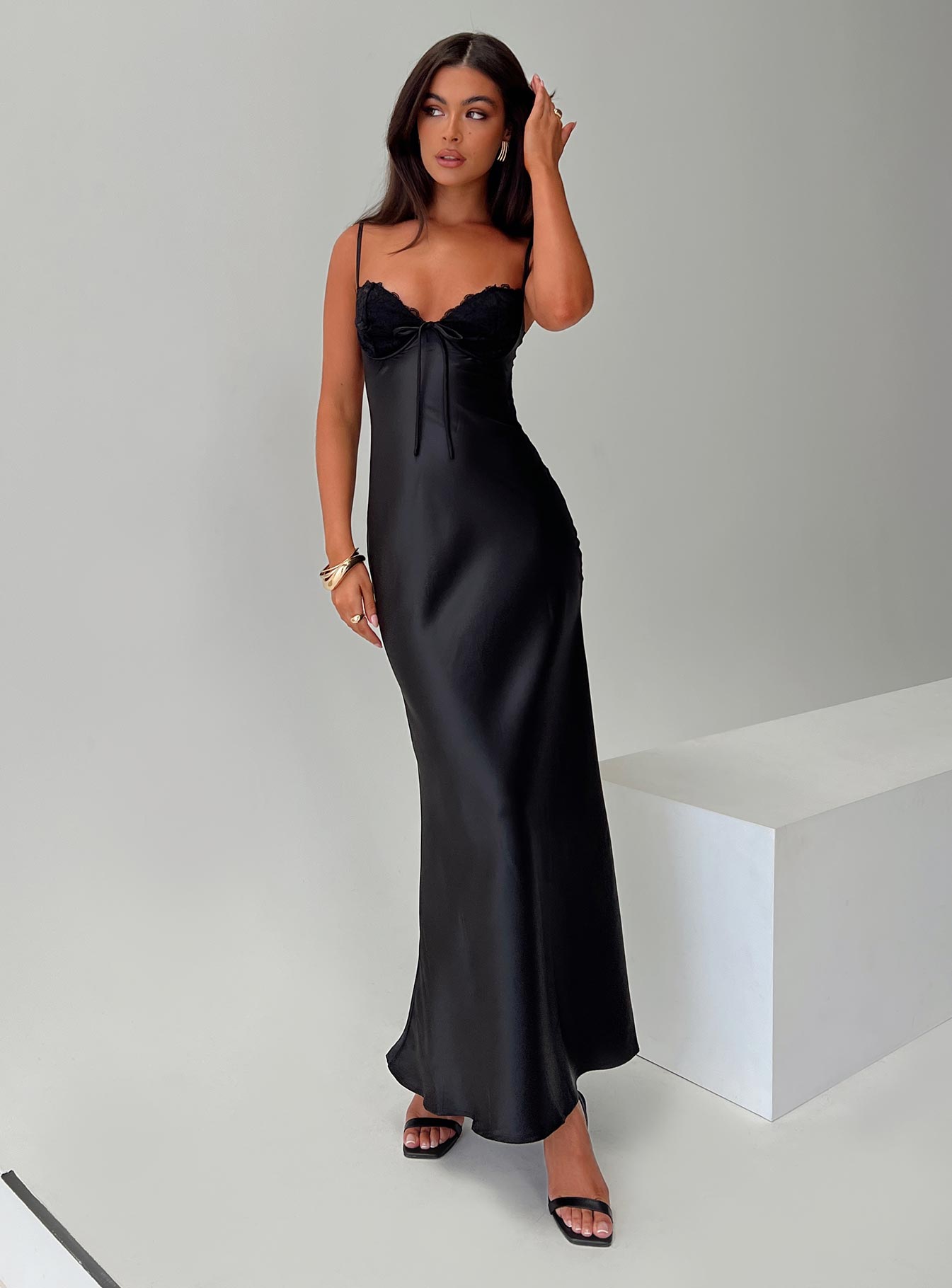 Fadyen Bias Cut Maxi Dress Black Princess Polly