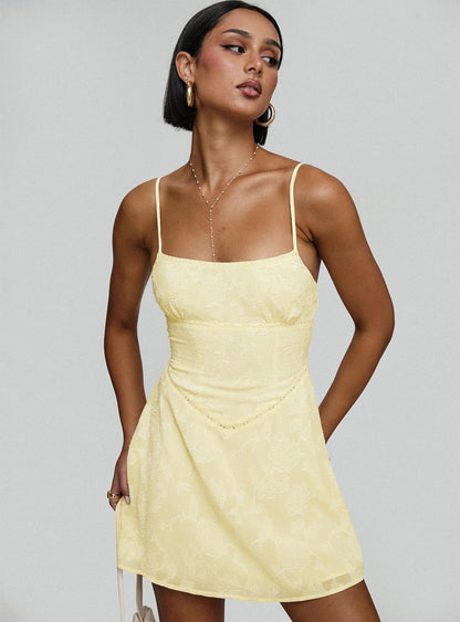 South Of France Mini Dress Yellow Princess Polly