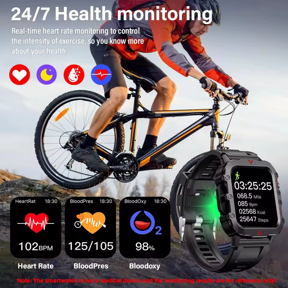Smartwatch Men Militray Outdoor Sport GPS Fitness Tracker Heart Rate Smart Watch Waterproof New