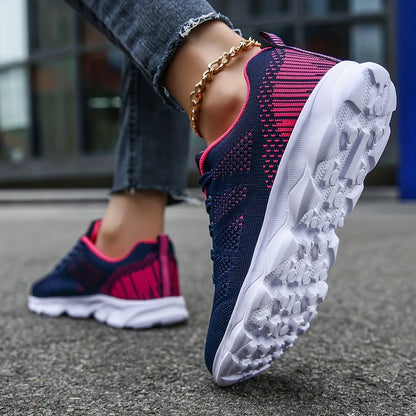 Womens Super-Breathable Lace-Up Sport Shoes - Lightweight & Fashionable Flying Woven Design - Ideal for Casual Everyday Wear - Durable & Comfortable Beauty World Shop