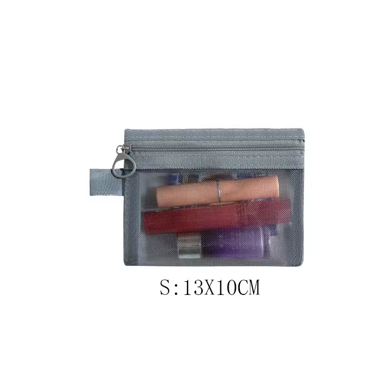 Fashion Small Large Black Organizer Toiletry and Makeup Pouch Transparent Mesh Zipper Cosmetic Bag Women Necessary Organizer