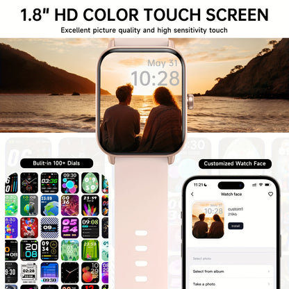 1pc FAWEIO 1.8 Inch Smart Watch for Women & Men with 100+ Sport Modes, Answer/Make Calls, Fitness Activity Tracker, Pedometer, for iPhone And Android, Perfect Gift for Family And Friends, Suitable for Christmas Gifts Beauty World Shop