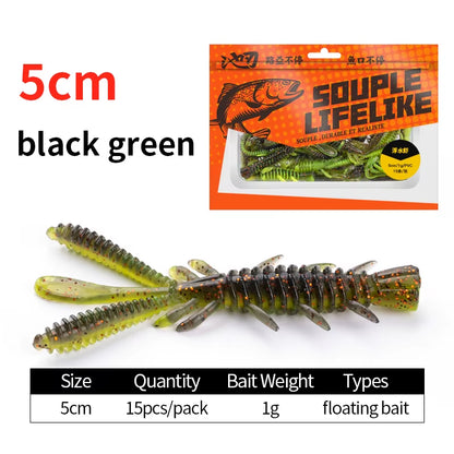 Floating Soft Shrimp Fishing Bait NED Rig Wobblers Shrimp Swim Lure Jig Salt Silicone Swimbait with Fish Attractant