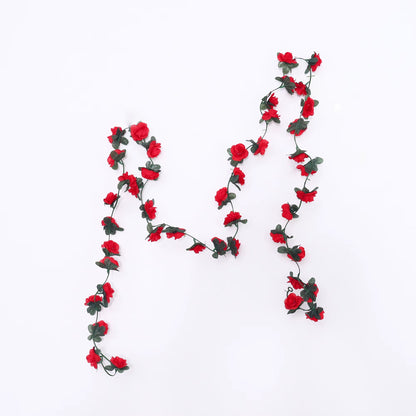 2.5M Rose Artificial Silk for Wedding Garland Fake Plant Flowers Vine Home Room Wedding Wall Hanging Garden Arch DIY Decoration