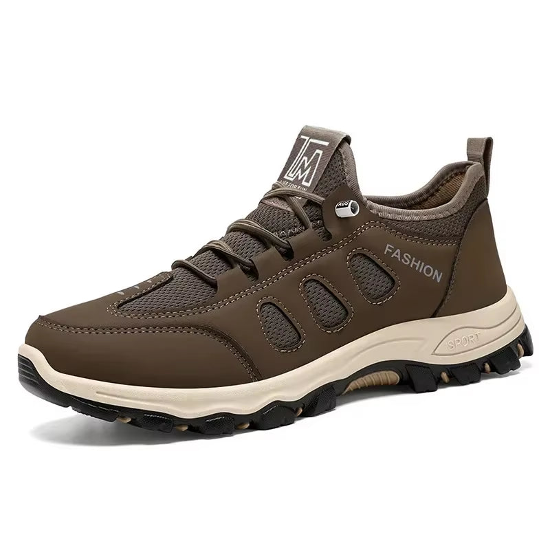 Men Soft Hiking Shoes Summer Breathable Mesh Sneakers Light Black Hike Footwear Walking Shoes Outdoor Shoes Climbing Shoe Male