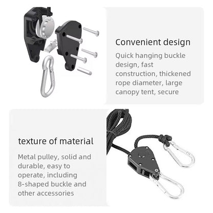 4Pcs Awning Wind Rope 8 Inch Adjustable Lanyard Hanging for Tent Fan Grow Plant Lamp Pulley Ropes Pulley Lifting Pulley Hook