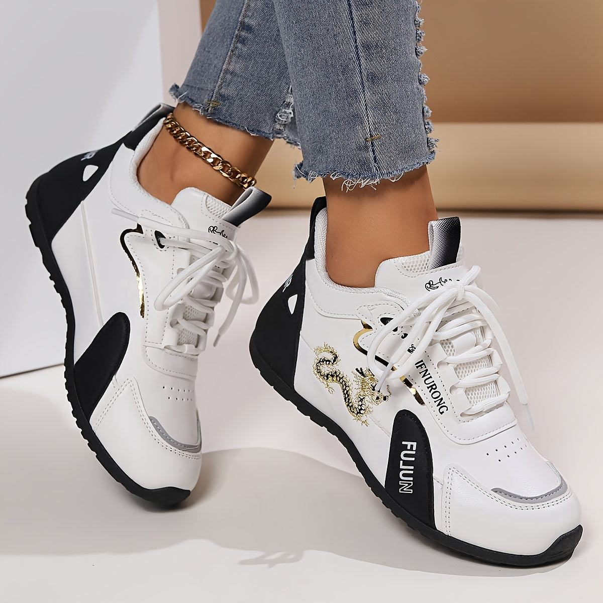 Comfortable Cartoon Trendy Style Women's Fashion Sneakers, Casual Low Top Sport Shoes