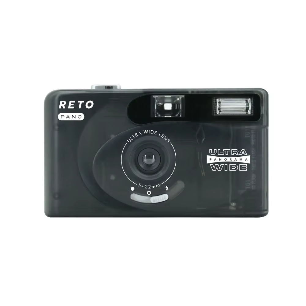 RETO PANO Ultra Film Camera with Flash Full Width Frame Reusable Film Camera - 22Mm Wide Lens 135 Film Camera with Flash