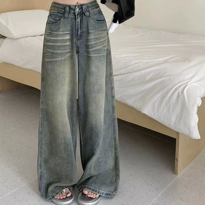 Y2K Loose Straight Leg Jeans Women Trousers Baggy Wide Fit Casual High Waist Retro Washed Vintage Style Women'S Jeans Jeans