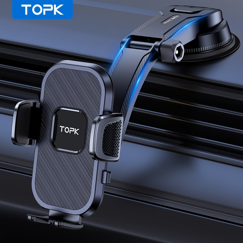 D38-C Car Phone Holder Mount by TOPK, Enhanced Adjustable Cell Phone Holder for Car Dashboard, Works with All Phones in Both Horizontal And Vertical Positions Beauty Fashion