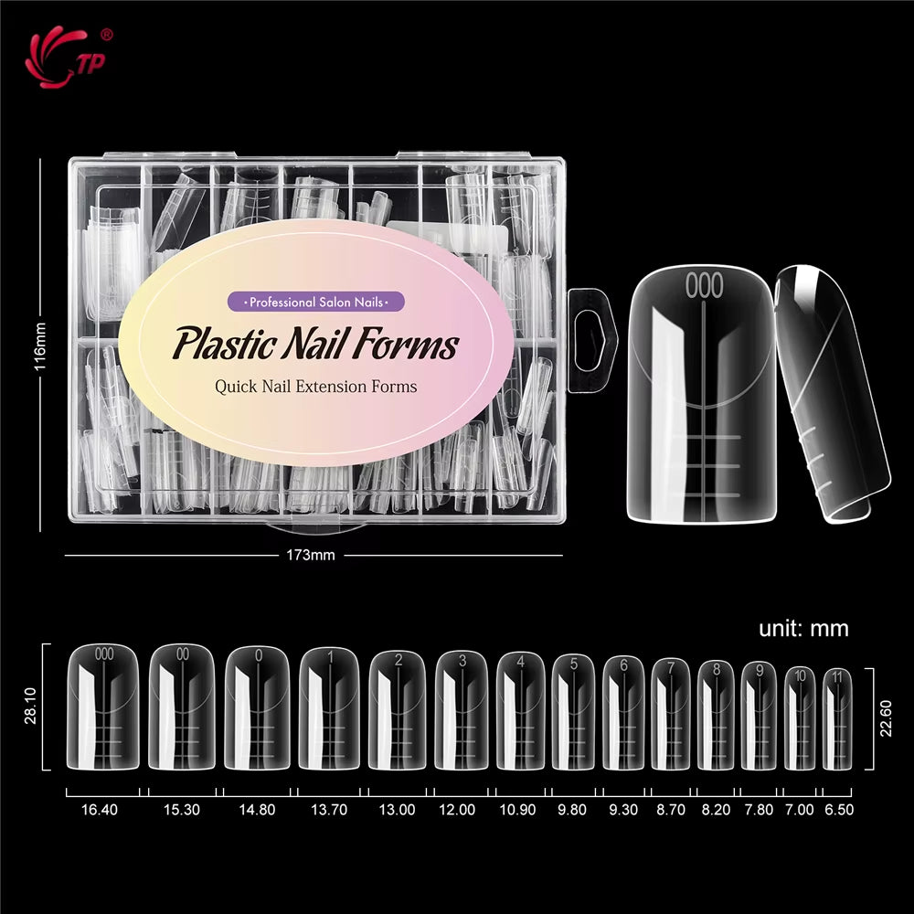TP New Nail Dual Form Acrylic False Nail Tips Quick Building Gel Mold Reusable Nail Extension Top Forms for Poly Nail Gel 140Pcs