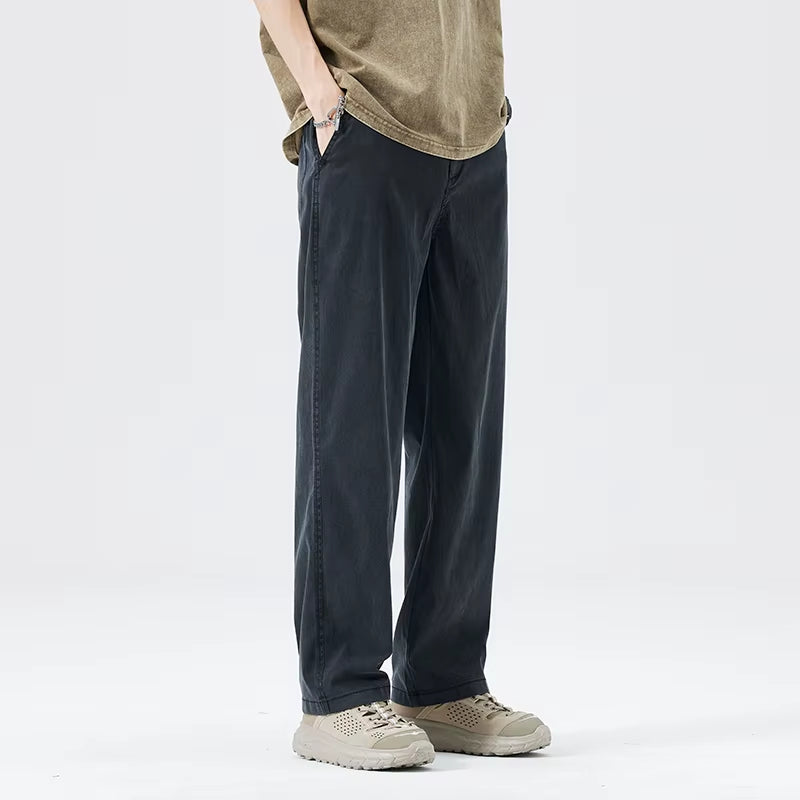 Mens Lyocell Thin Loose Straight Jeans 2025 Summer Autumn Trendy Comfortable Breathable Casual Pants plus Size 5XL