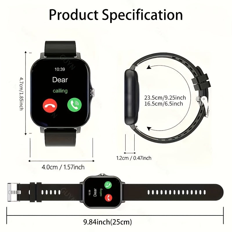 1.83-inch Full Touch Screen Smart Watch for Men And Women, USB Rechargeable, Multi-sport Mode Outdoor Fitness Watch, 180mAh Battery, with Wireless Calling, Remote Camera/music, Message Notification And Dialing, Dual Silicone Beauty World Shop
