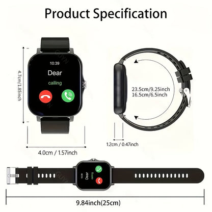1.83-inch Full Touch Screen Smart Watch for Men And Women, USB Rechargeable, Multi-sport Mode Outdoor Fitness Watch, 180mAh Battery, with Wireless Calling, Remote Camera/music, Message Notification And Dialing, Dual Silicone Beauty World Shop