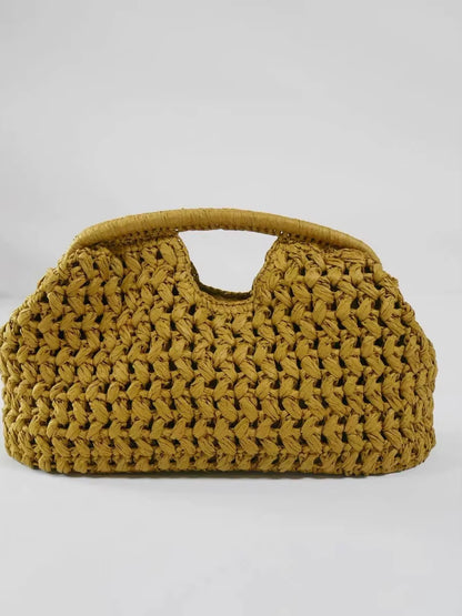 Elegant Ladies Chain Woven Handbag Straw Shoulder Bag Fashionable Raffia Crossbody Beach Bag Summer New Versatile Women'S Bag