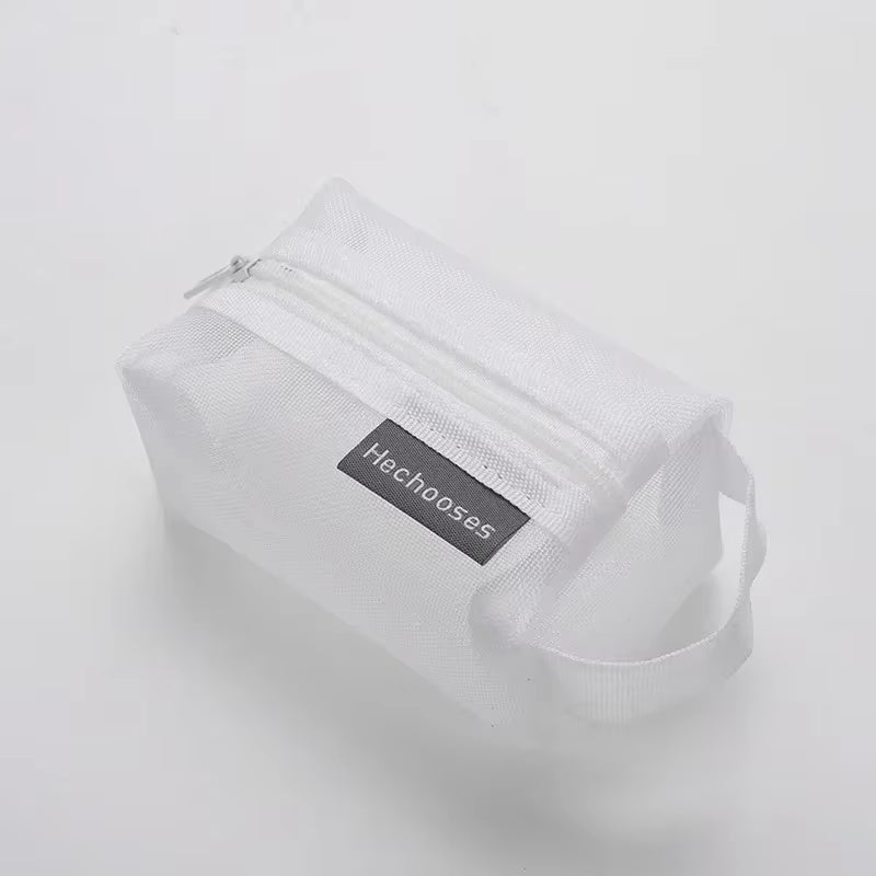 Mini Clear Nylon Mesh Cosmetic Bags Cute Women Small Lipstick Makeup Bags Pouch Data Line Key Earphone Organizer Case