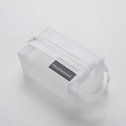 Mini Clear Nylon Mesh Cosmetic Bags Cute Women Small Lipstick Makeup Bags Pouch Data Line Key Earphone Organizer Case
