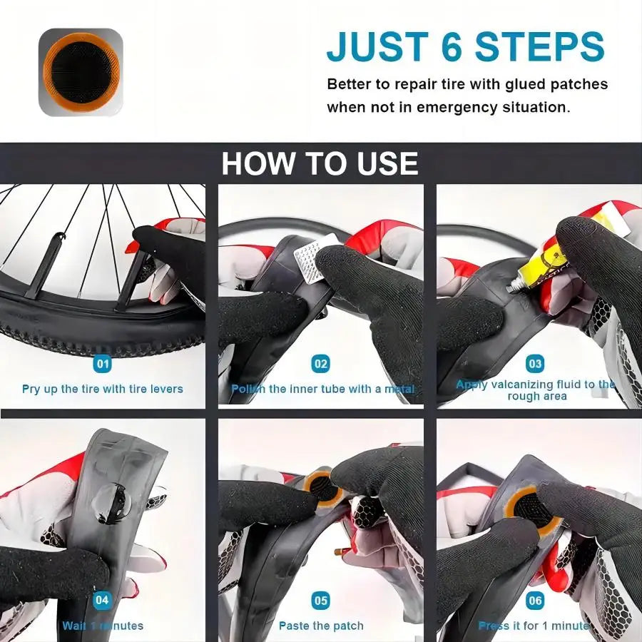 Bike Tire Repair Kit-Patches,Tire Flim,Grinding Film,Crowbar,Multifunctional Tools for Cycling Tire Patch Repair Kit