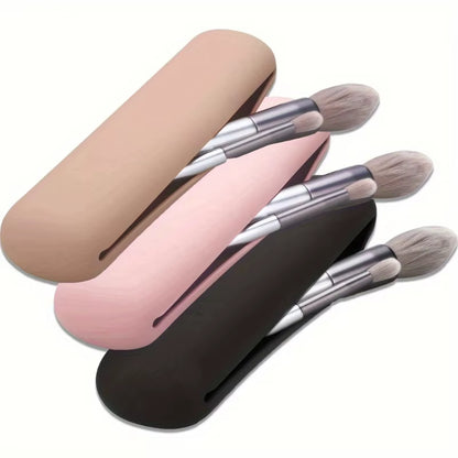 Travel Makeup Brush Holder,Silicon Trendy and Portable Cosmetic Face Brushes Holder,Soft and Sleek Makeup Tools Organizer